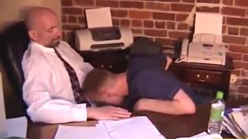 Two daddies engage in office anal sex