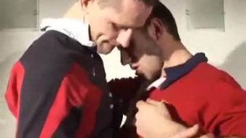 Bristish guy rides his friend's cock on the bed